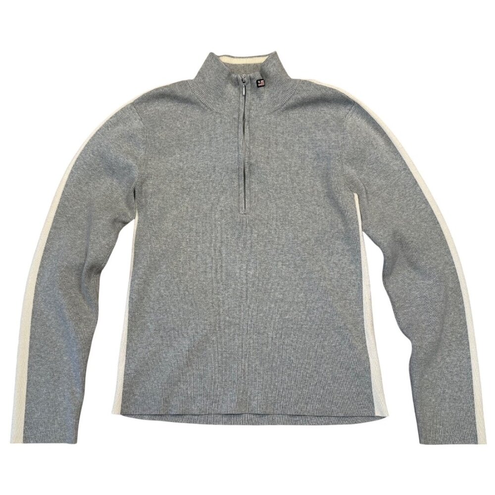 Polo by Ralph Lauren Gray Half-Zip Pullover with Cream Side Stripes